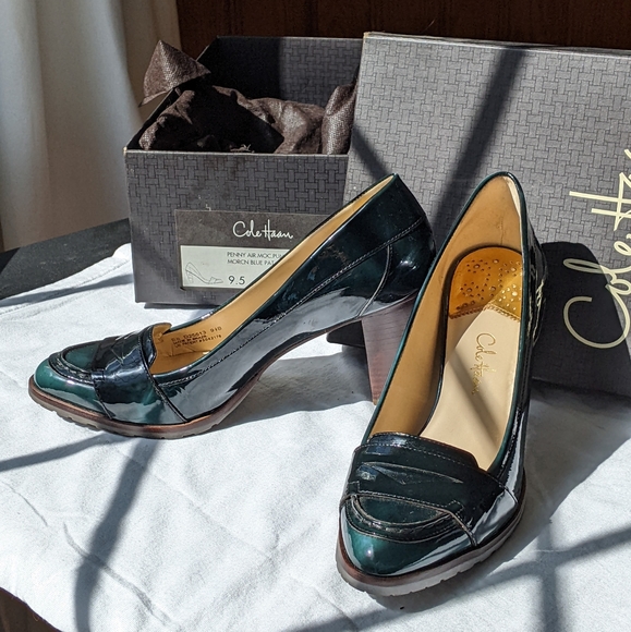 Cole Haan Shoes - Cole Haan Nike Air sole Moroccan Blue Patent Leather Heels